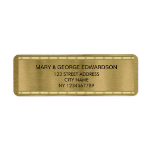 Chic shiny brushed gold return address label