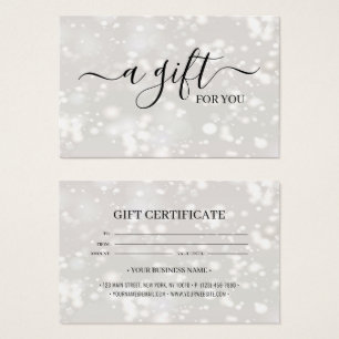 Chic Shiny Customized Gift Certificate Card