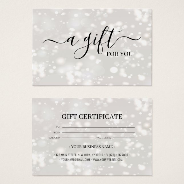 Chic Shiny Customized Gift Certificate Card (Front & Back)