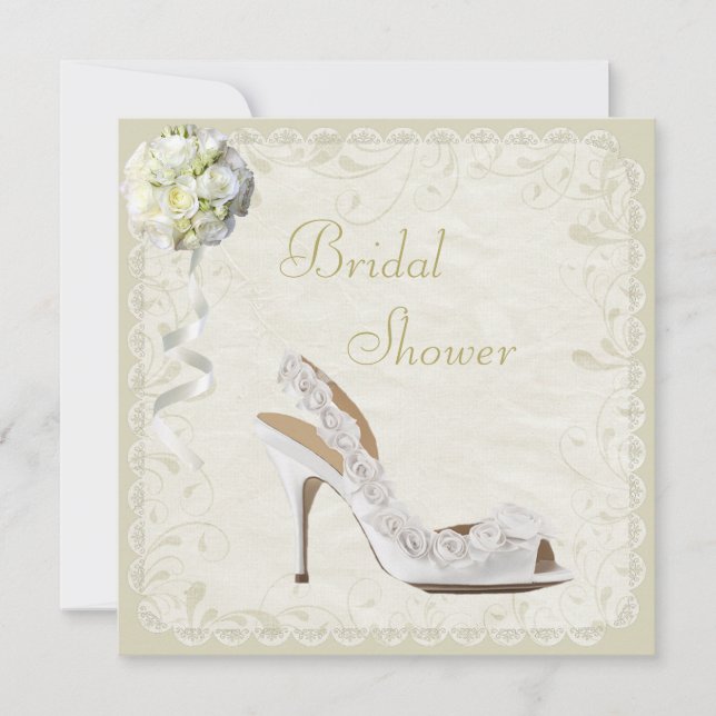 Chic Shoe & Bouquet Bridal Shower Invitation (Front)