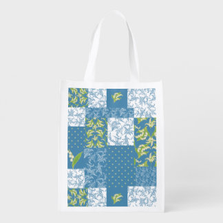 Chic Shopping Bag: Lilies Faux Patchwork Grocery Bag