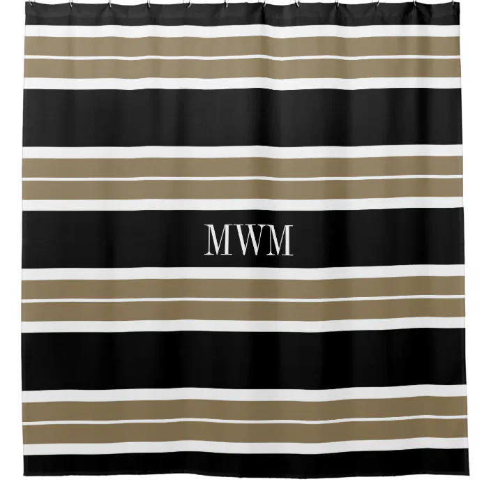 Chic Shower Curtain 620 Tan Black White Stripes Zazzle Com Chic Shower Curtain 620 Tan Black White, Brown White Striped Shower Curtain