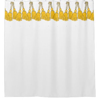 Chic Shower Curtain_86 Merigold Tassels Shower Curtain by GiftMePlease at Zazzle