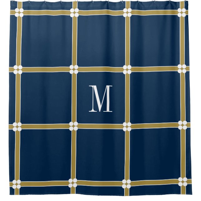 CHIC SHOWER CURTAIN_GOLD/NAVY/WHITE SHOWER CURTAIN (Front)