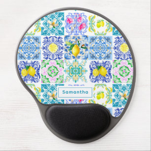Chic Sicilian azulejo Amalfi Mediterranean tiles Gel Mouse Pad