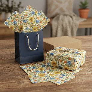 Chic Sicilian Colorful Leaves Floral Art Pattern Tissue Paper