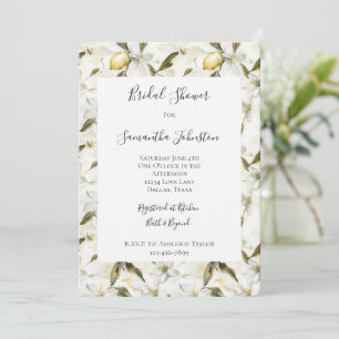Chic Sicilian Summer Lemons Floral Bridal Shower Invitation