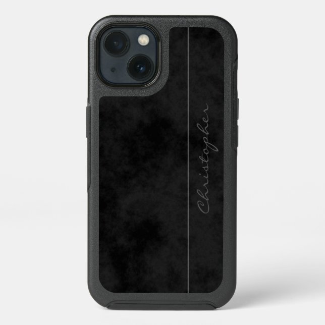 ~ Chic Signature Mottled Black Otterbox iPhone Case (Back)