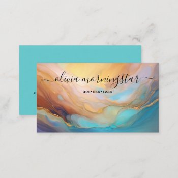Chic Signature Opalescent Abstract  Business Card by EleganceUnlimited at Zazzle