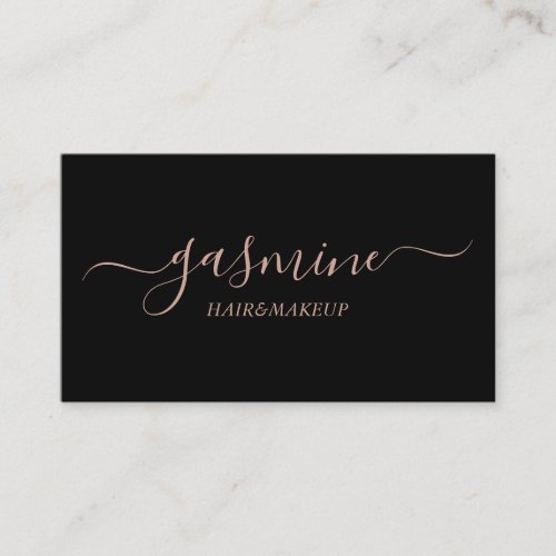 Chic Signature Rose Gold and Black Typography Business Card