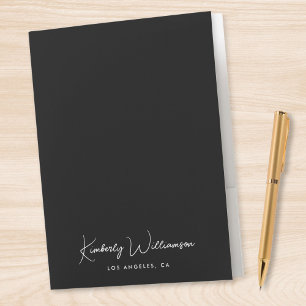 Chic Signature Script Black Business Pocket Folder