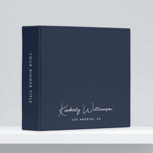 Chic Signature Script Blue 3 Ring Binder (Empower your name in our signature script as your logo and brand identity)