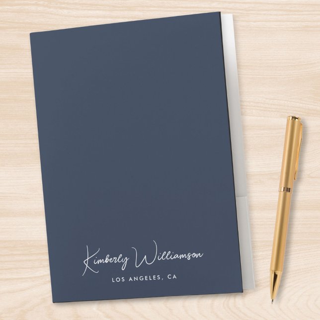 Chic Signature Script Blue Business Pocket Folder (Creator Uploaded)