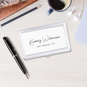 Chic Signature Script Business Card Case
