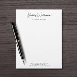 Chic Signature Script Business Name Letterhead<br><div class="desc">Chic custom letterhead for your business featuring your name in a stylish signature script and title,  business or slogan in simple modern typography.</div>