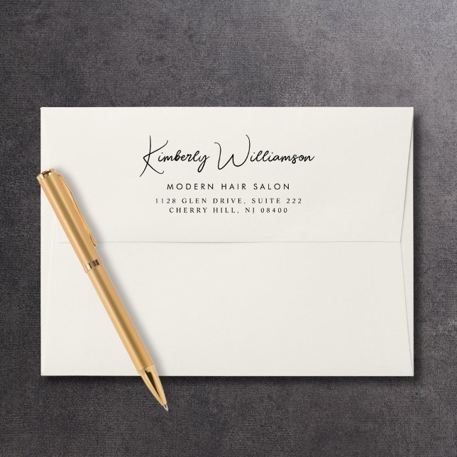 Chic Signature Script Business Return Address Envelope (Empower your name in our signature script as your logo and brand identity)