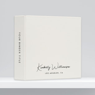 Chic Signature Script Cream 3 Ring Binder