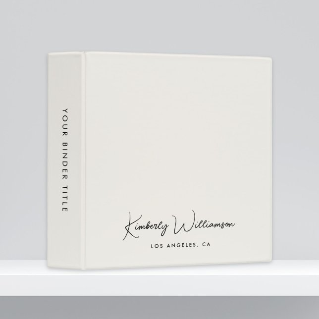 Chic Signature Script Cream 3 Ring Binder (Empower your name in our signature script as your logo and brand identity)
