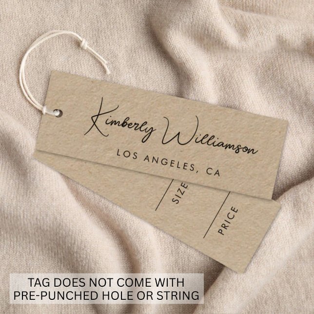 Chic Signature Script Kraft Paper Price Hang Tag (Empower your name in our signature script as your logo and brand identity)
