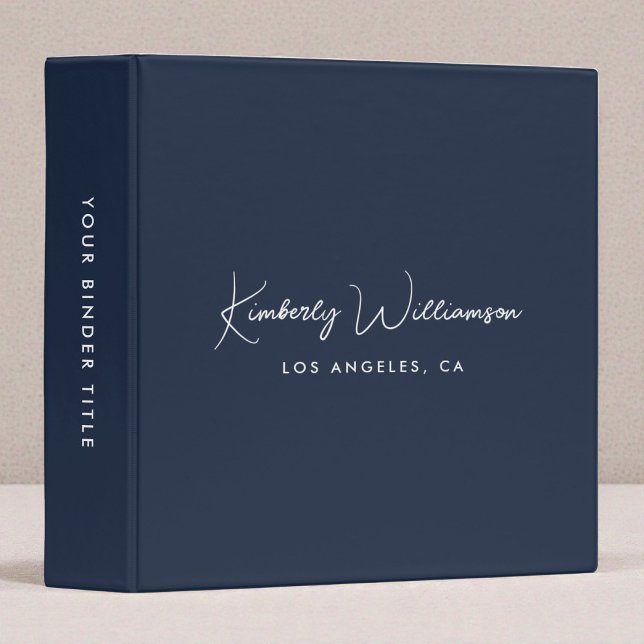 Chic Signature Script Monogram Blue 3 Ring Binder (Creator Uploaded)