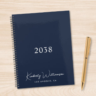 Chic Signature Script Monogram Blue Business Planner