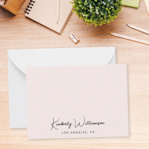 Chic Signature Script Monogram Pink Note Card
