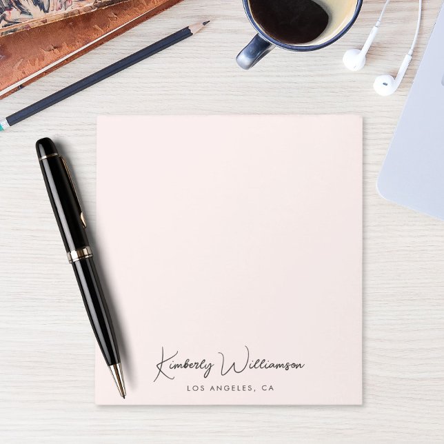 Chic Signature Script Monogram Pink Notepad (Empower your name in our signature script as your logo and brand identity)