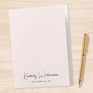 Chic Signature Script Pink Business Pocket Folder