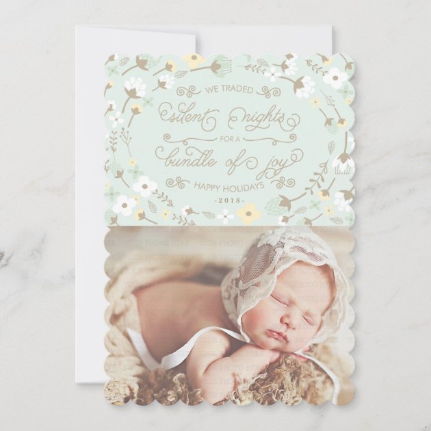Chic Silent Night First Christmas Photo Card