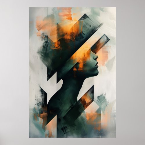 Chic Silhouette Modern Abstract Portrait Poster