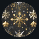 Chic Silver And Gold Snowflakes Classic Round Sticker<br><div class="desc">*Customize with additional text.</div>