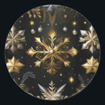 Chic Silver And Gold Snowflakes Classic Round Sticker<br><div class="desc">*Customize with additional text.</div>