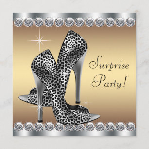 Chic Silver and Gold Womans Surprise Birthday Invitation