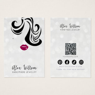 Chic Silver Bokeh Wavy Hair Jewelry Display Card