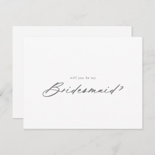 Chic Silver Bridesmaid Proposal Note Card