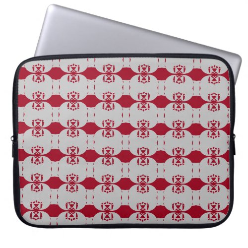 Chic Silver  Burgundy Red Geometric Shape Laptop Sleeve