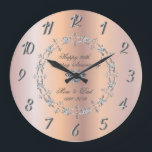 Chic Silver Diamonds  25th Wedding Anniversary Large Clock<br><div class="desc">Elegant silver diamonds wedding anniversary clock.</div>