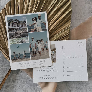 Chic Silver Foil Decking New Halls Photo Christmas Holiday Postcard