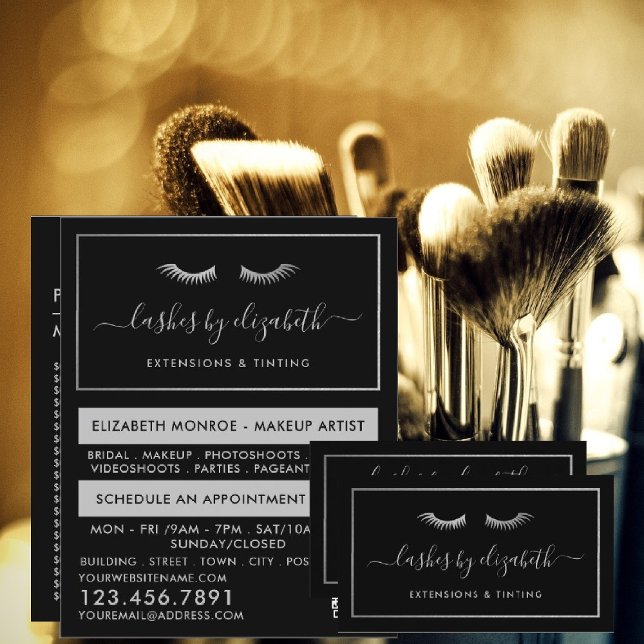 Chic Silver Foil Lashes Beauty Makeup Artist Business Card (Creator Uploaded)