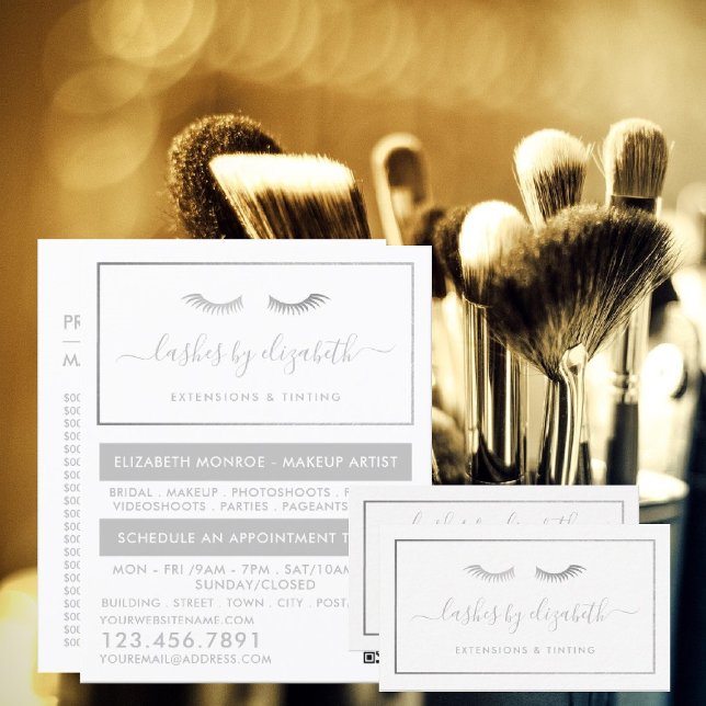 Chic Silver Foil Lashes Beauty Makeup Artist Flyer (Creator Uploaded)