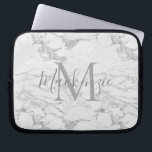 Chic Silver Foil Marble Monogram Laptop Sleeve<br><div class="desc">Chic Silver Foil Monogram with trendy silver foil marble and your custom name and monogram.</div>