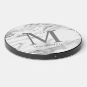 Chic Silver Foil Marble Monogram Wireless Charger (Front 2)