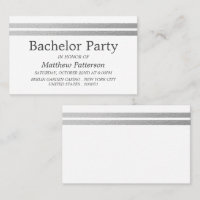 Chic Silver Foil Stripes Bachelor Party Ticket