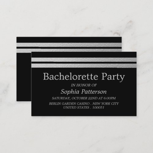 Chic Silver Foil Stripes Bachelorette Party Ticket