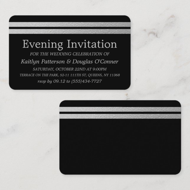 Chic Silver Foil Stripes Evening Event Ticket (Front/Back)