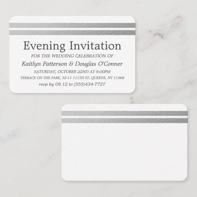 Chic Silver Foil Stripes Evening Event Ticket (Front/Back)