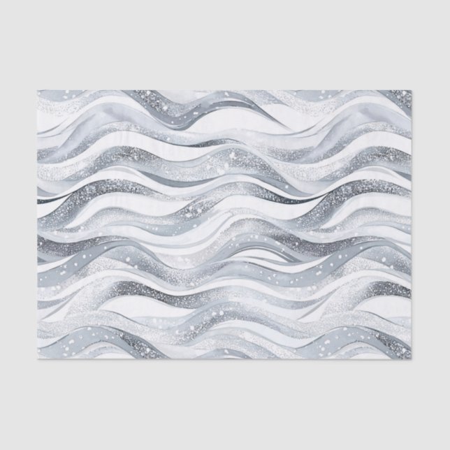 Chic Silver Glam Abstract Birthday Tissue Paper (Front)