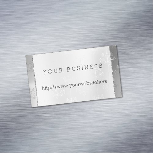 Chic Silver Glam Chandeliers Business Card Magnet