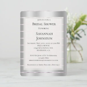 Chic Silver Glam Ribbon Bridal Shower Invitation