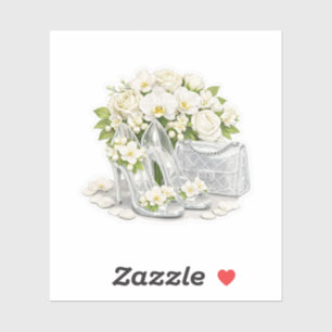 Chic Silver Glass High Heels Luxury Purse Bridal S Sticker